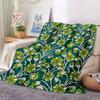 1 Stück leichte Flanelldecke mit Blumenmuster, bequeme und warme Decke, für Büro und Camping Schlafsofa, Wohnzimmer039