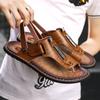 New Summer Outdoor Flip Flops Men Sandals Comfortable Casual Leather Men Breathable Beach Shoes Sandals Plus Size 38~48 D39