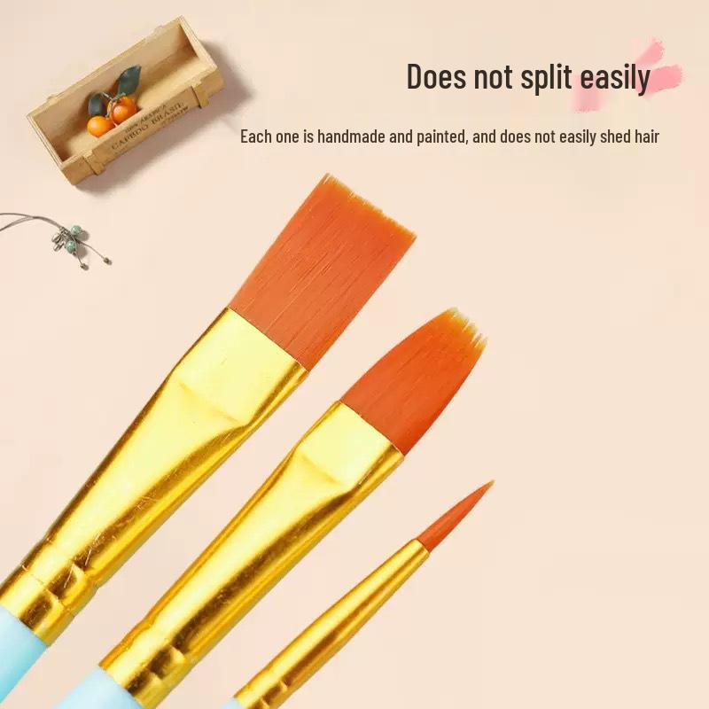 Gouache & Acrylic Paint Brush Set for Art Students: Flat Head Nylon Brushes for Watercolor & Oil Painting
