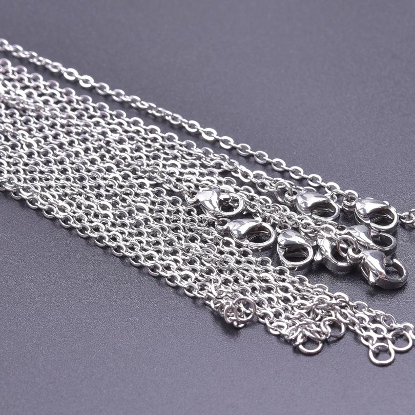 

50/60cm Wholesale Stainless Steel Rolo Link Chain Necklaces For Women Men Accessories 10/20/30pcs/Lot Metal Necklace DIY Jewelry 10pcs&50cm