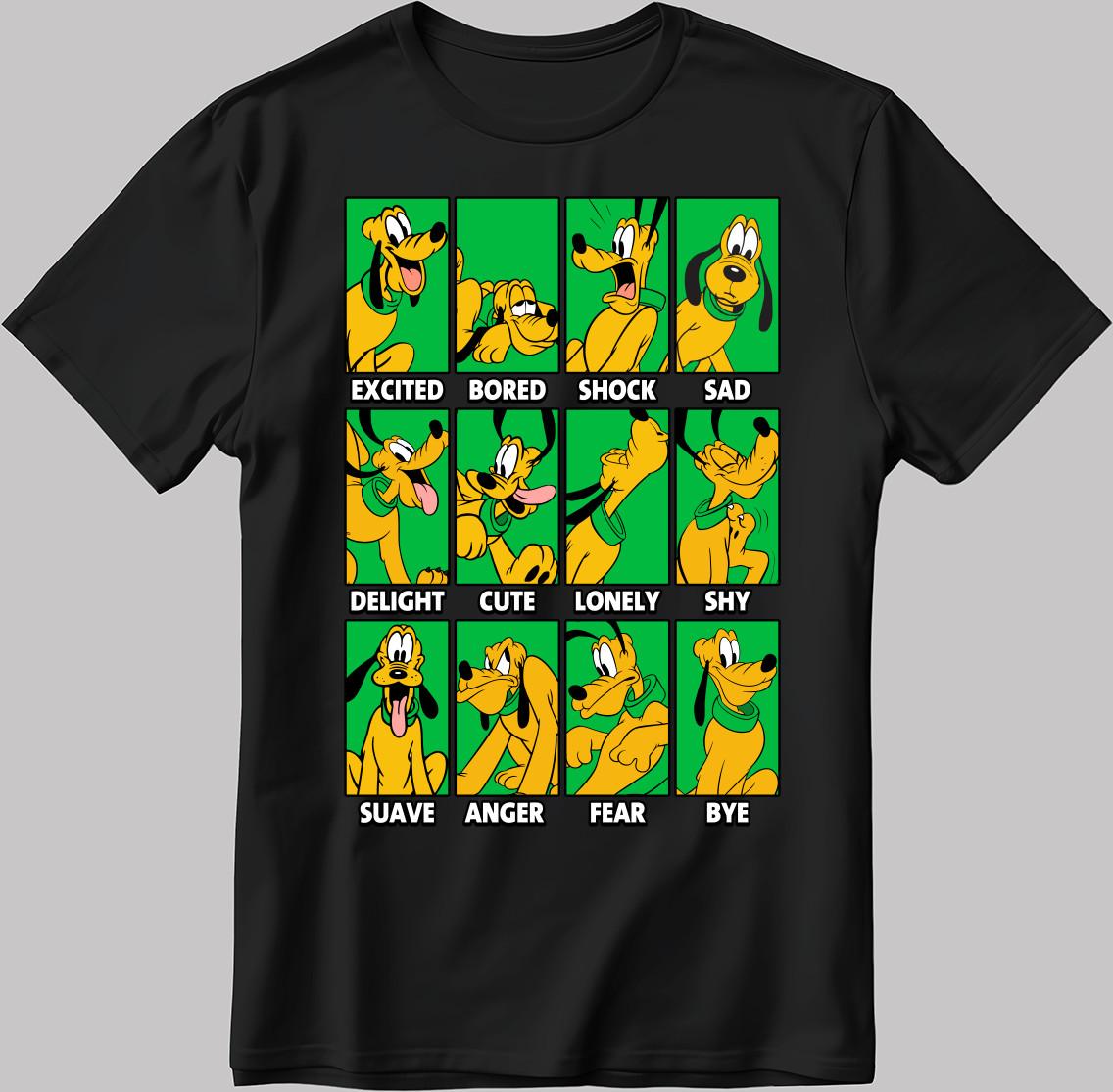 Pluto Disney Moods Short Sleeve W/B Men / Women T Shirt C549 L