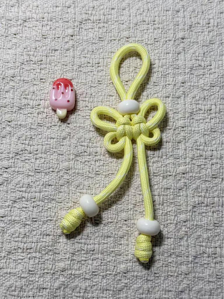 Handmade Colorful Nylon Rope Phone Lanyard with Pearl Knot Buckle Pendant