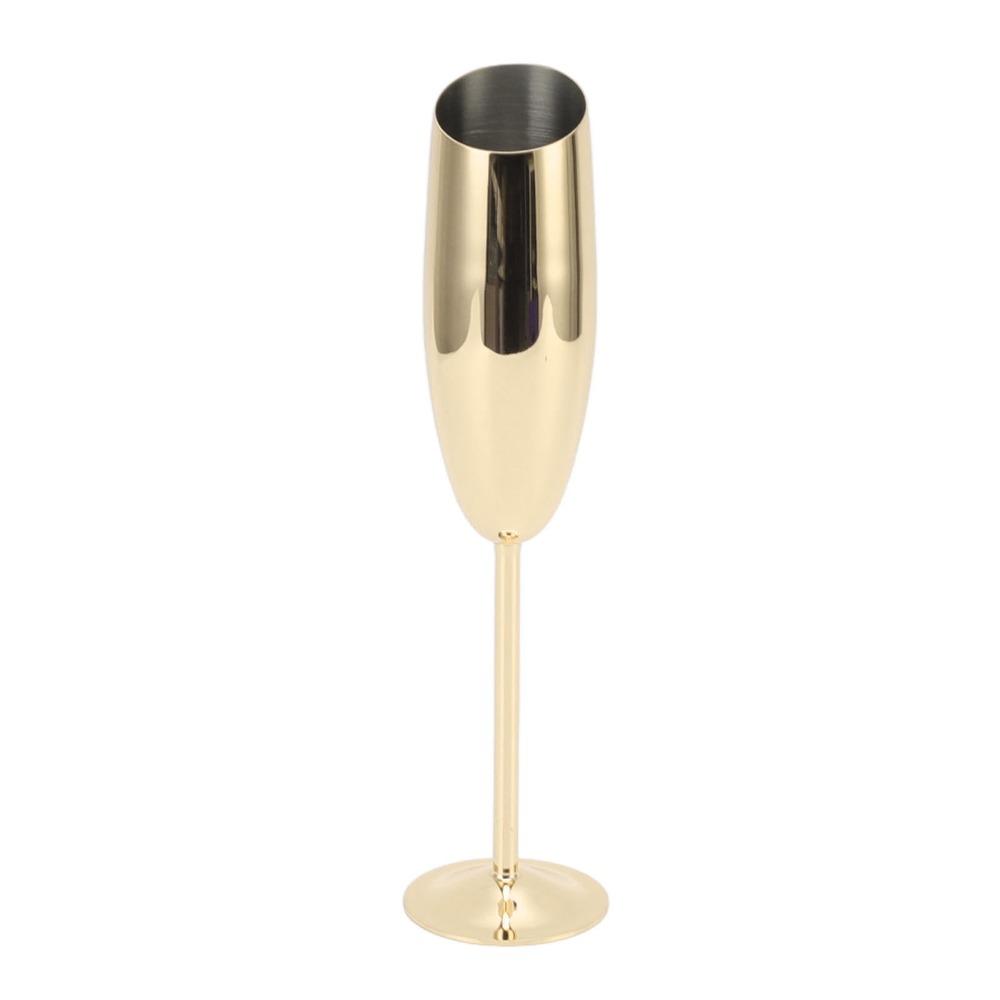 Vergoldetes Glas mit langem Stiel 304 Edelstahl Gold Champagnerglas Metallkelch Hochzeitsparty