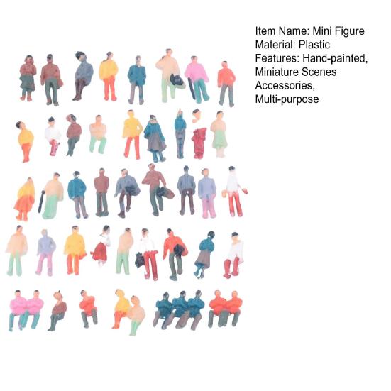 100Pcs Mini People Figurines 1/100 Scale Hand-painted Tiny Sitting Standing People Figure Models Miniature Scenes Architectural Project Dollhouse