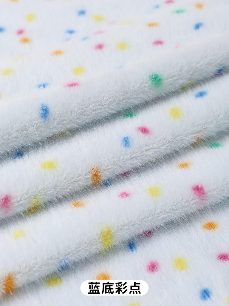 0.5/1/2 Yards Faux Fur Dot Printed Fabric for Sewing Cotton Dolls Warm Hats Plush Toys Decorative Cloth Handmade DIY Fabrics