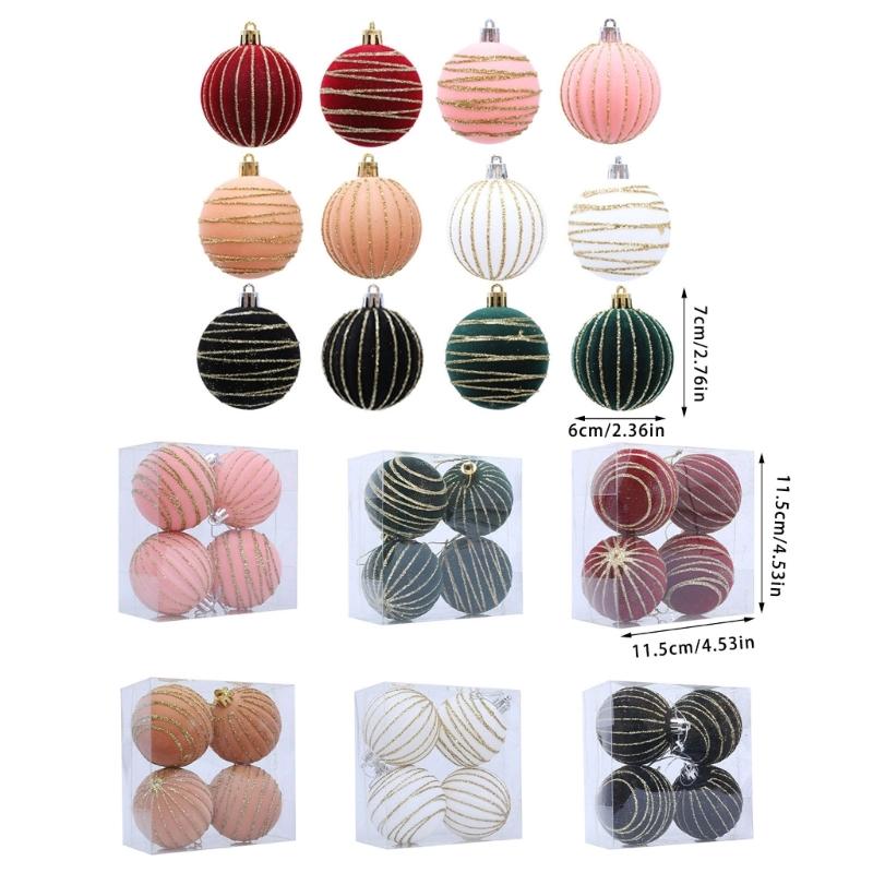 1 Box Flocking Ball Christmas Tree Decorations Multi Color Holiday Ornaments For Festival Home Party Decoration