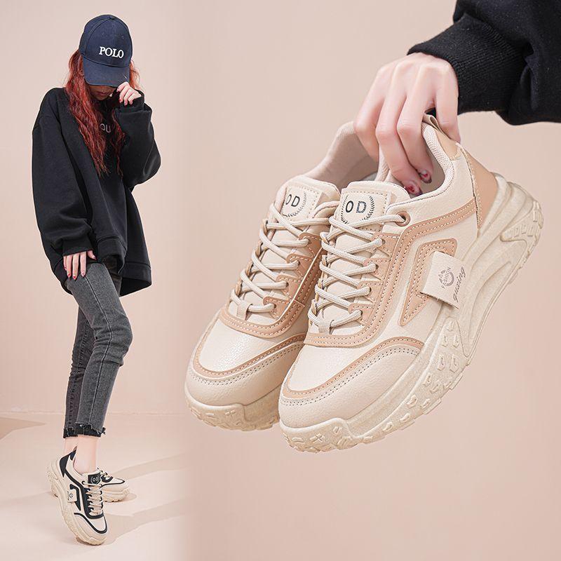 ins Korean version of platform dad shoes 2025 spring new street shot student running sports shoes heightening casual white shoes