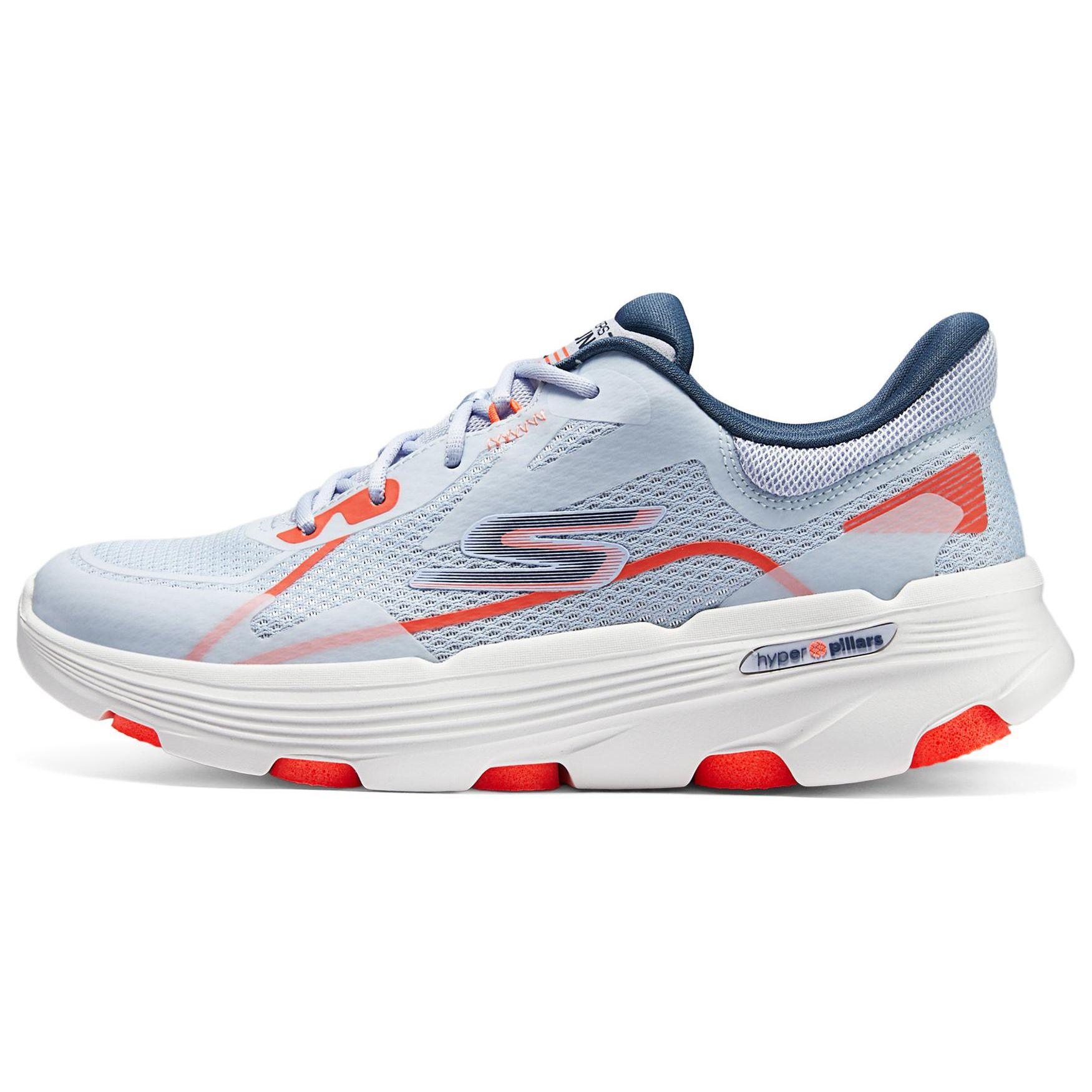 Skechers Women's Blue/Orange Comfortable Versatile Sports Synthetic Leather Shock Absorbing Wear Resistant Low Top Casual Running Shoes Sneaker 129336-Blor Cm