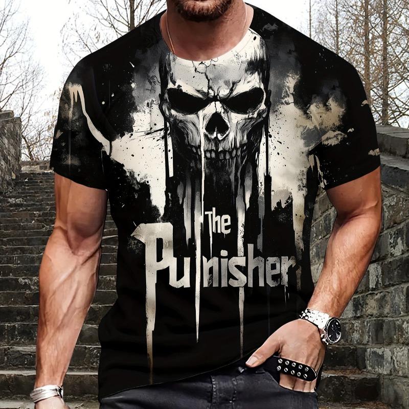 2025 European and American Summer New Men's T-shirt Geometric 3D Printing Casual Short Sleeve Bear Printing