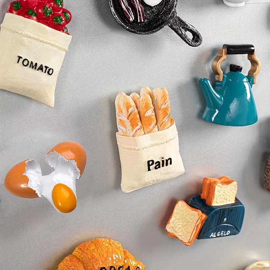 5pcs Cartoon Fridge Magnets Set Resin Magnet Refrigerator Stickers, Cute Food Shaped Magnets Home Refrigerator Stickers Creative