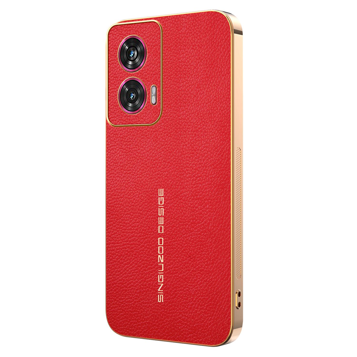 

Чохол для телефону Motorola Edge 50 Fusion 5G / G96 5G, стійкий до подряпин, текстура лічі, ТПУ шкіра, ПУ задня кришка телефону