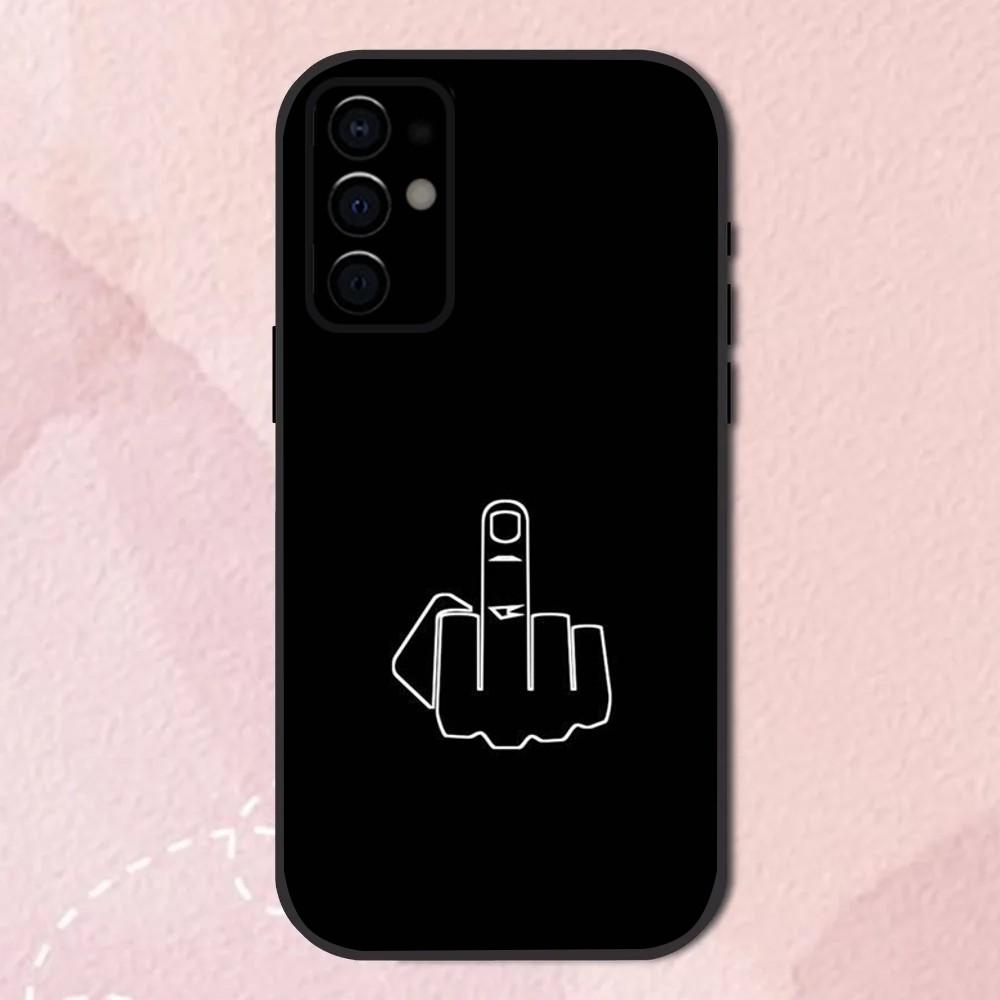 Cartoon Middle Finger Phone Case For Samsung S24,S21,S22,S23,S30,Ultra,S20,Plus,Fe,Lite,Note,10,9,5G Black Soft Shell