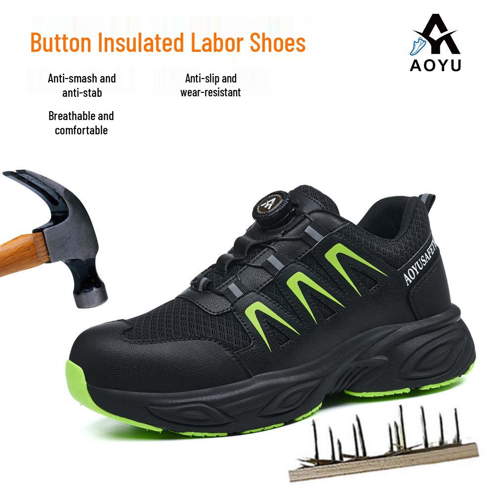 

Мужские защитные ботинки на пуговицах: Ударопрочная, Устойчивая к проколам, Пластиковый подносок, Рабочая обувь с изоляцией 6 кВ