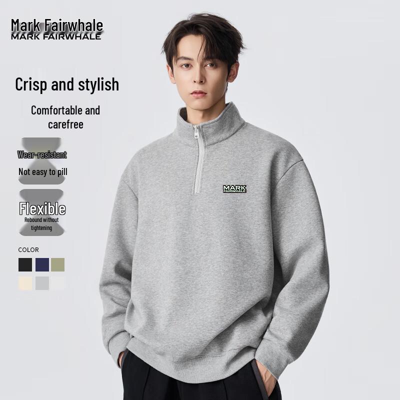 Mark Fairwhale Men's Stand-Collar Half-Zip Pullover Sweatshirt