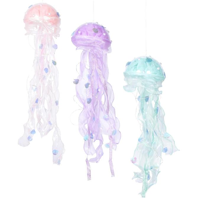 DOITOOL Unique Jellyfish Lanterns Paper Lamps 3pc DIY Kit for Ocean-Themed Decorations and Parties