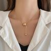 Colorfast Titanium Steel Gold Bead Necklace for Women, 2026 Style, Light Luxury, High-End Clavicle Chain