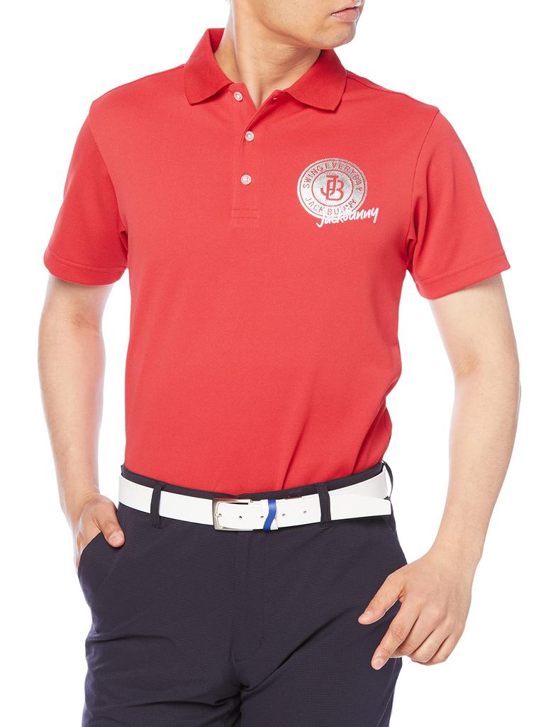 Jack Bunny Theo Alpha Kanoko Short Sleeve Polo Size 3 Size Red Men's Shirt, (Size Small), 262-2160121, 100,