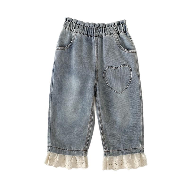Stylische Mädchenjeans mit Spitzenbesatz - Gerade geschnittene Hose für Frühling & Herbst