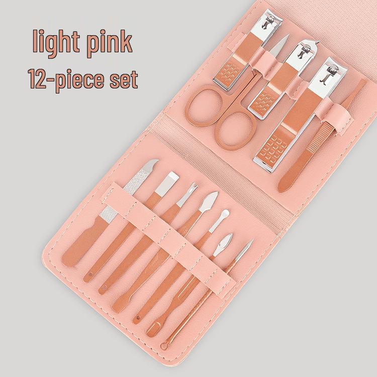 16-Piece Matcha Green Manicure Set: Nail Clippers, Scissors & Tools In Folding Bag