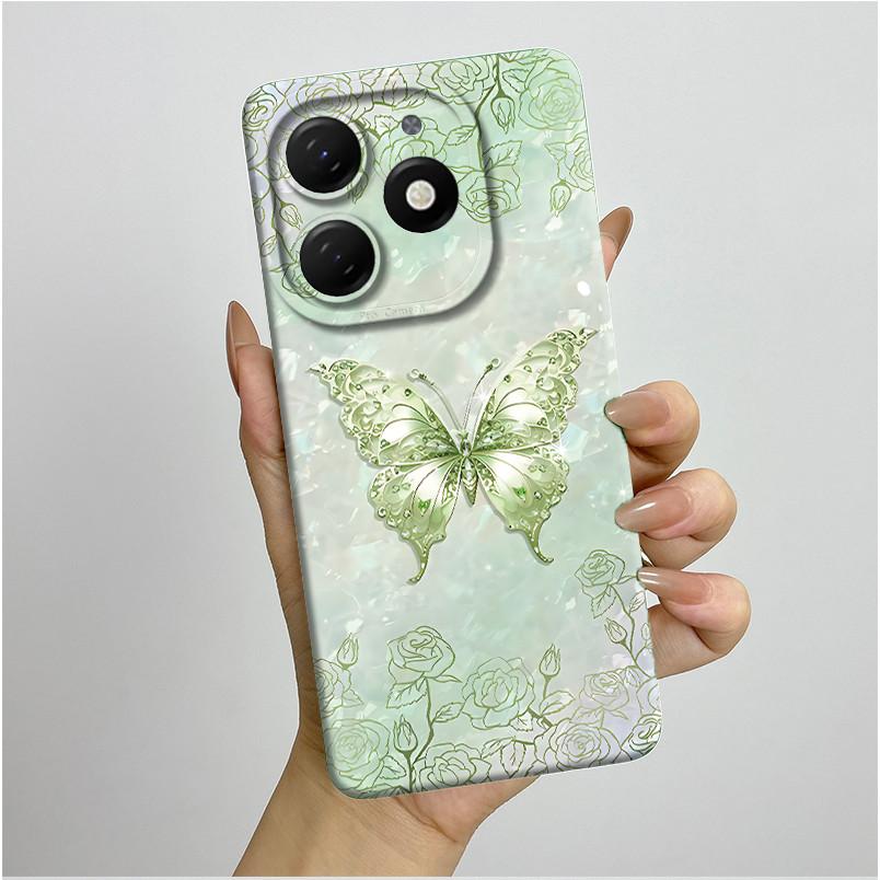 Für tecno Spark go 2024 BG6 Hülle Fundas Schöne Blumen Mattes Flüssigsilikon Schutzhülle Für Tecno SparkGO 2024 Handyhüllen