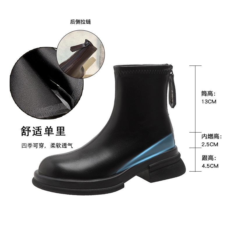 2024 New Fashion Round Toe Women’s Platform Leather Booties Lace-up Booties Outdoor Casual Daily hot Boots Botas Mujer