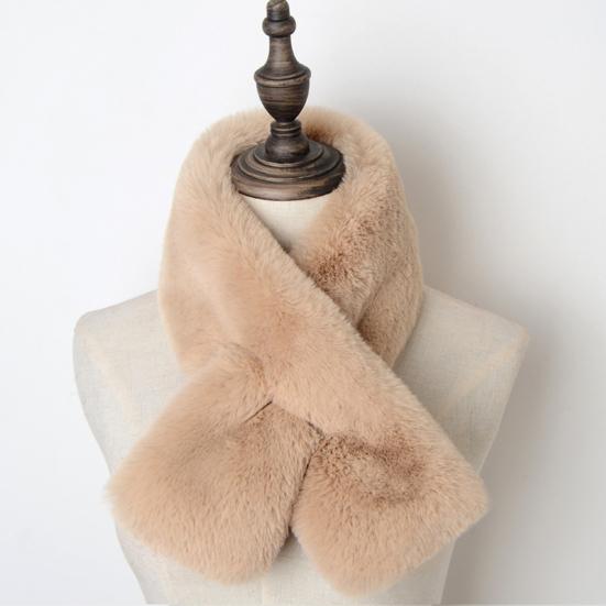 Cross Scarf Faux Rabbit Fur Double-sided Soft Washable Thickened Keep Warm