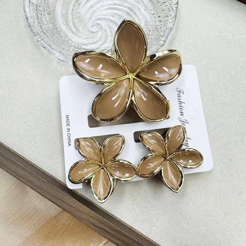 Set di pinze per capelli a forma di frangipani: Accessori per Capelli Floreali in Finto Marmo per Vacanze alla Moda