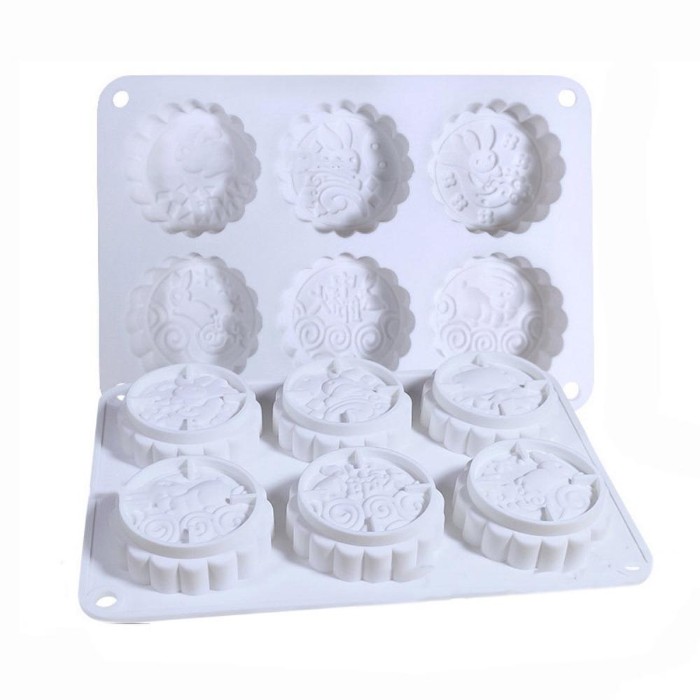 Silicone 6 Holes Mooncake Mold 3D Mung Bean Mold Practical Pastry Mold  for Home