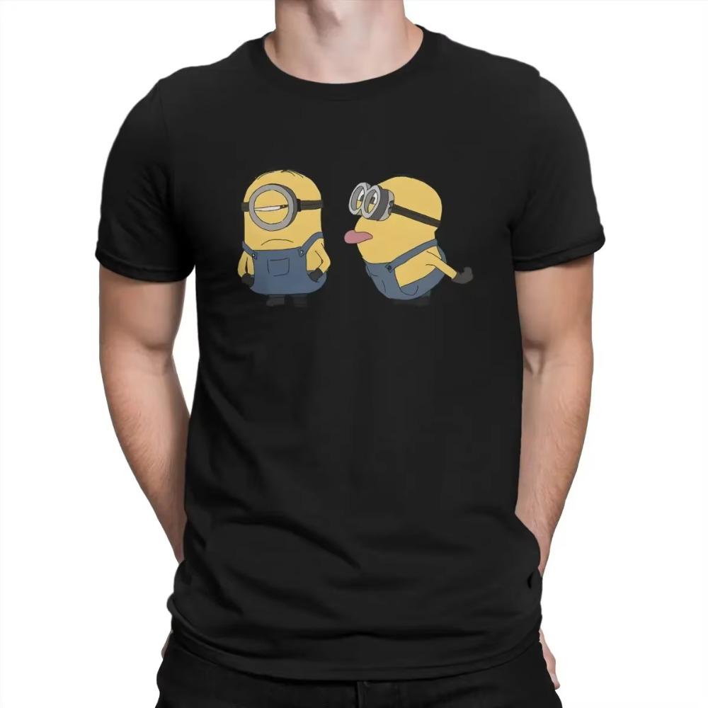 

Men s T-Shirts Cute Cool Pure 100% Cotton Tee Shirt Short Sleeve M-Minions T Shirts Round Collar Women Clothing S-4xl Top Unisex XXXXXL чёрный