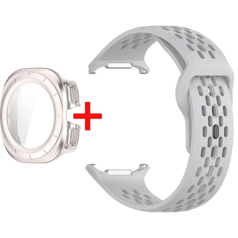 Silicone Strap+Case For Samsung Galaxy Watch Ultra 47 Sport Watchband Bracelet for Galaxy Watch Ultra Tempered Glass Cover Band