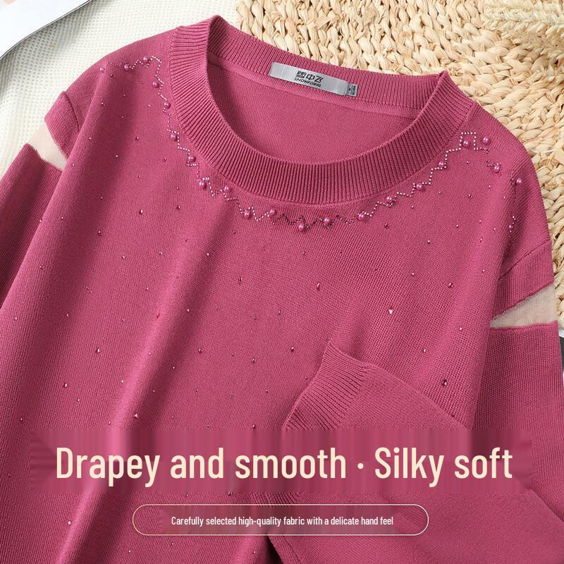 SNOWFLYING Women s Lyocell Blend 3/4 Sleeve Knit Top EU 38