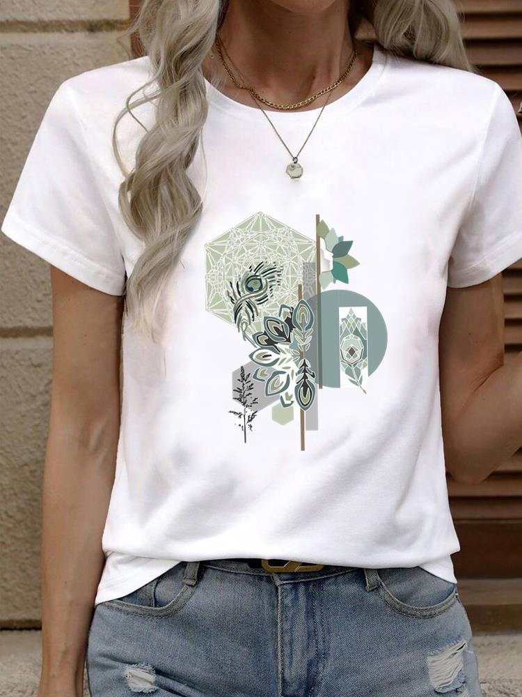 (Asian Size) Tee Top Women Fashion Female Clothing T Shirt Woman Print  butterfly floral trend 90s Short Sleeve Graphic T-shirts