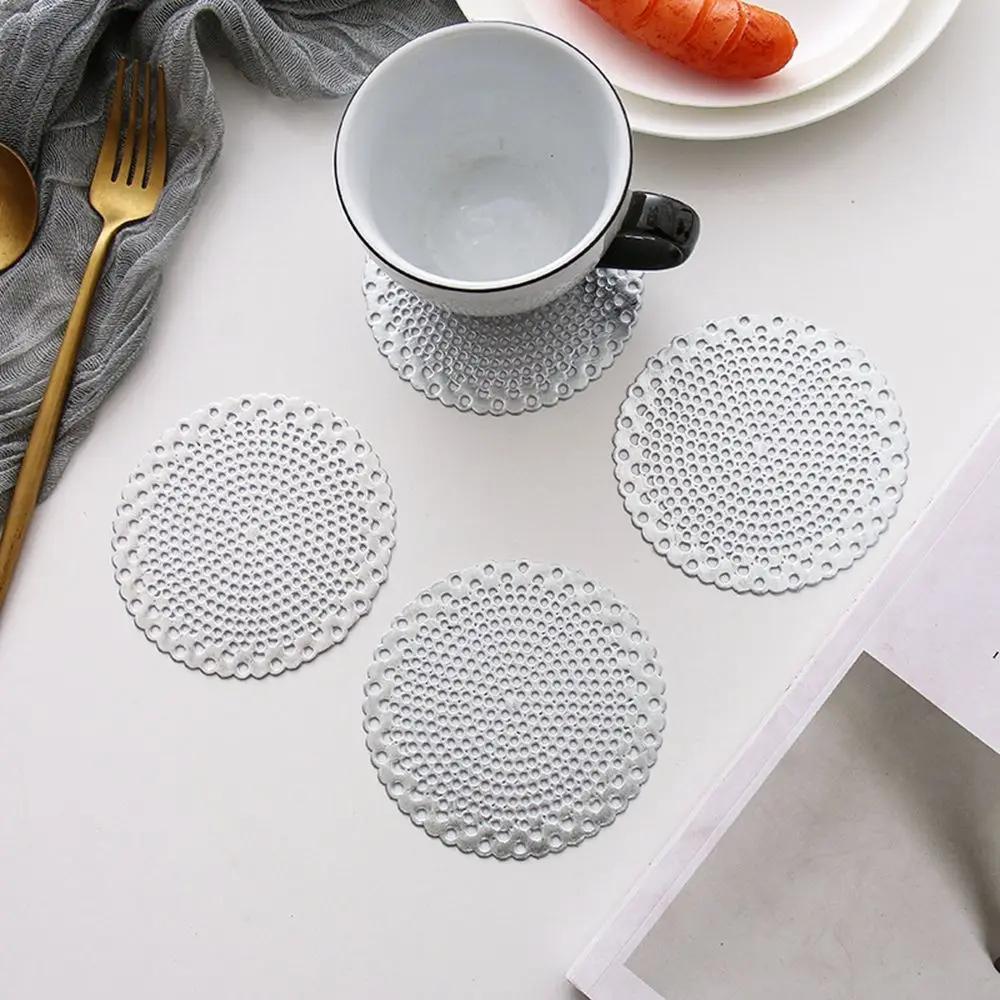 Hollow PVC Bronzing Coaster Table Mat For Coffee Tables Tableware Cup Pads Christmas Decoration Kitchen Accessories