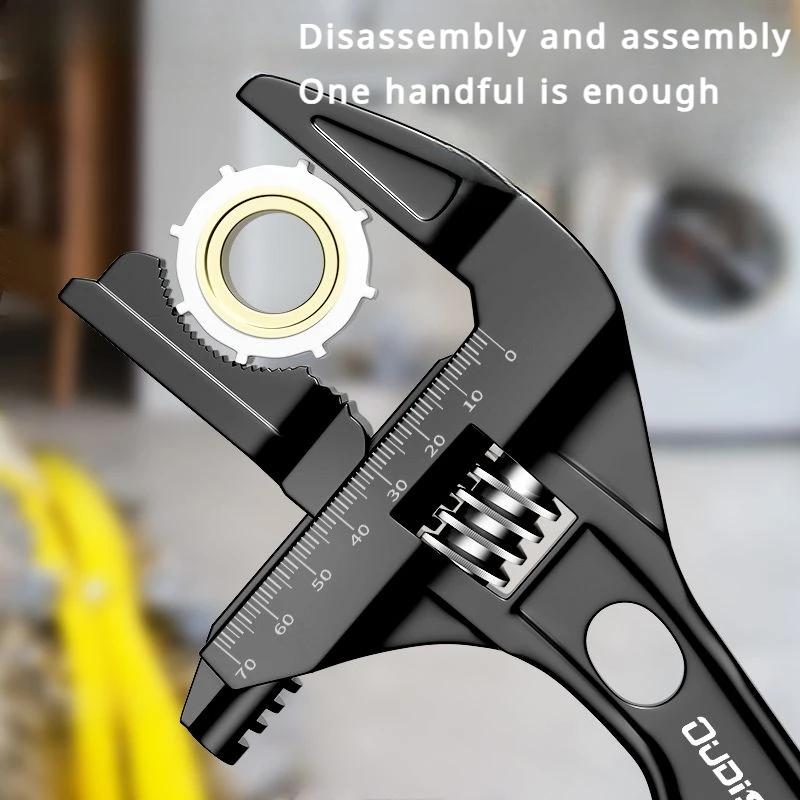 OUDISI Adjustable Wrench Multi Functional Dual Use/Four Use Large Open End Wrench Household Open Bathroom Pipe Adjustable Wrench