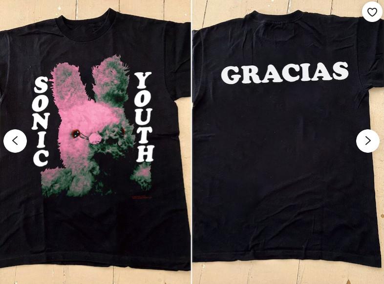 Sonic Youth Gracias T-Shirt Sonic Youth Gracias 1992 Tour Concert Rock Band Unisex T-Shirt XXL