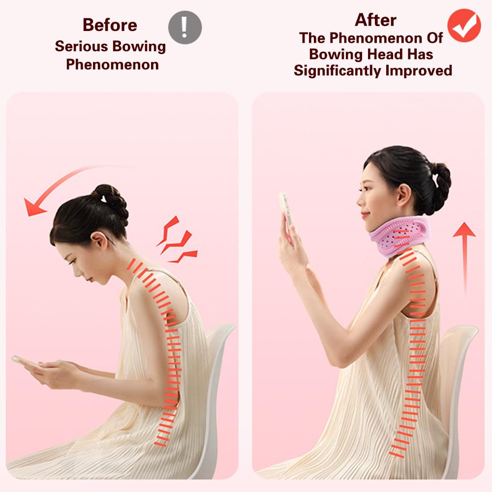 Hollowing Out Breathable Neck Brace Sponge Prevent Bowing Neck Tilted Forward Relieves Pain Cervical Pressure Soft Neck Support