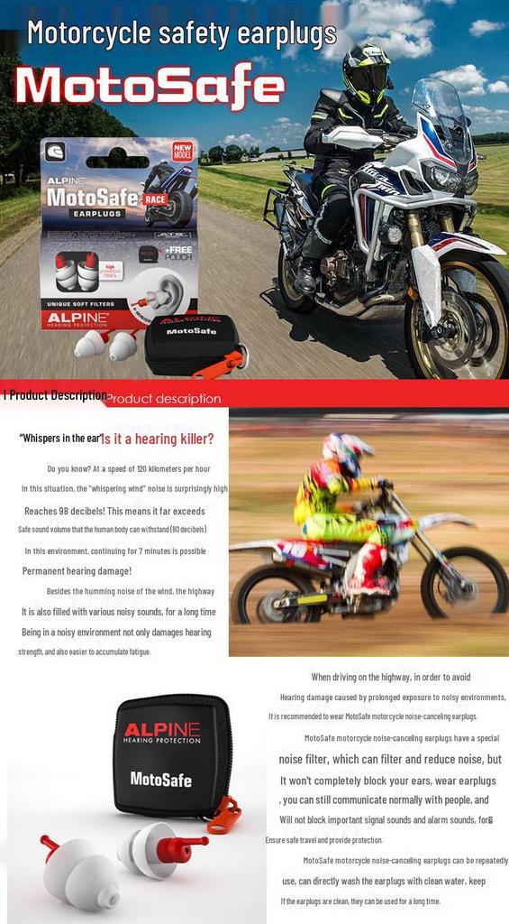 Alpine Netherlands Motorcycle Safety Earplugs for Noise Reduction in Cycling and Driving