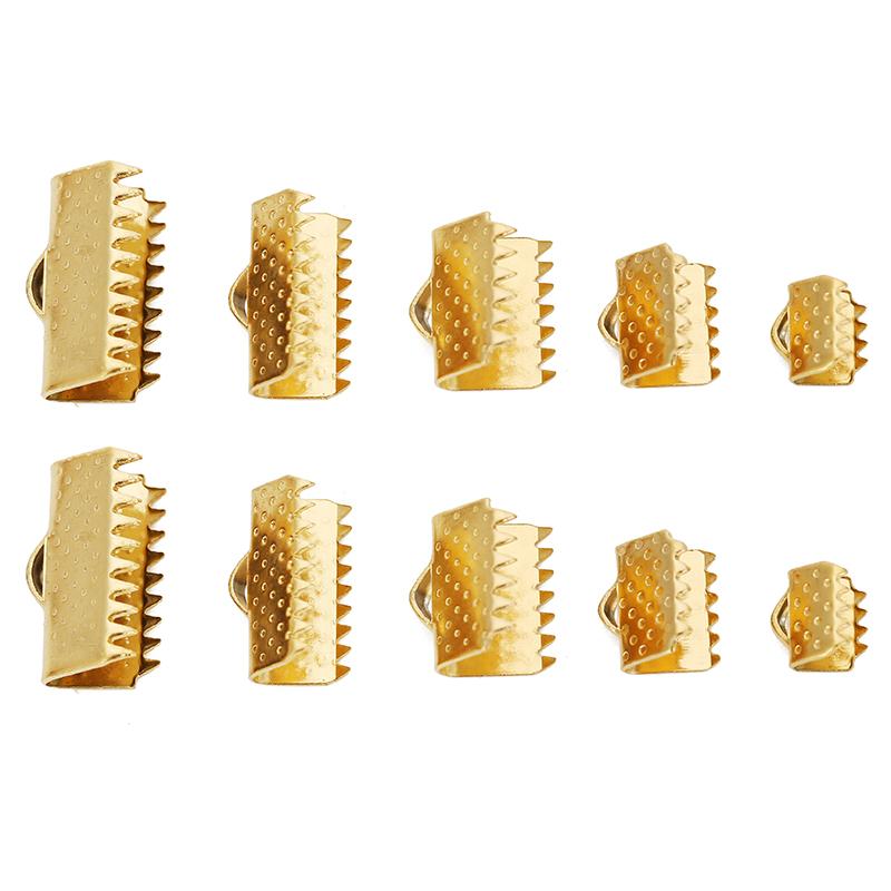 20pcs Crimp Beads Cord End Caps Cove Clasps String Ribbon Leather Clips Foldover Connectors for DIY Jewelry Findings Supplies
