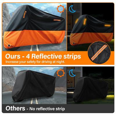 New Motorcycle Cover Large Waterproof Outdoor Indoor UV Rain Scooter Protective Cover 210D with Reflective Strip for Yamaha Tram