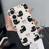 Black Cat Bow Ins Style Silicone Case For Iphone 14 13 12 17 16 Plus 15 11 Pro Max Trendy Aesthetic Back Cover