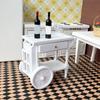 White Miniature Wooden Food Cart For Dollhouses Accessories 1/12 Scale Realistic Toy House Decoration