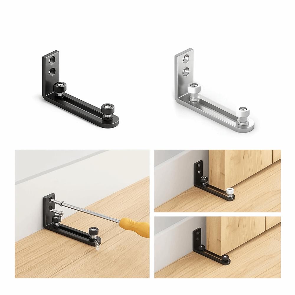 Wall-mounted Barn Door Swing Stop Double Wheel Bottom Guide Smooth Barn Door Floor Guide  Garage