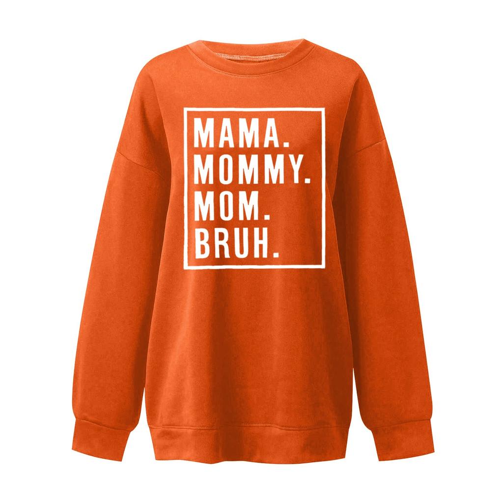 Ladies Fashion Casual Print Loose  Round Neck Long Sleeve Top Sweatshirt