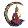 Decorative Buddha Idol for Home | Resin Meditating Buddha Statue In Moon Frame | Spiritual Showpiece