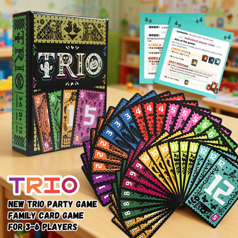 Strategic Card Board Game Trio Card Fun For Family &Friend Parties 3-6 Players Board Game All Ages Entertainment Toy Card