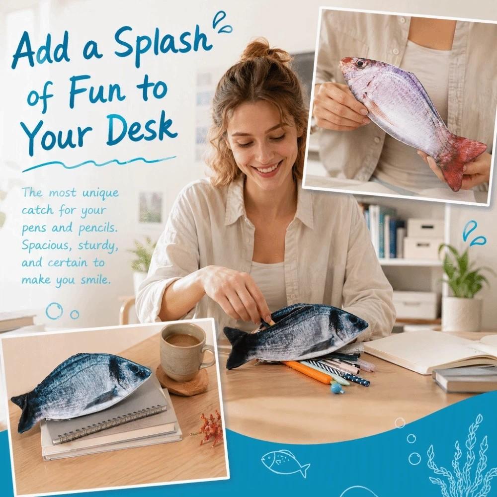 Funny Salted Fish Shape Pen Bag Cute Design Stationery Storage Bag Fish Pencil Case Children