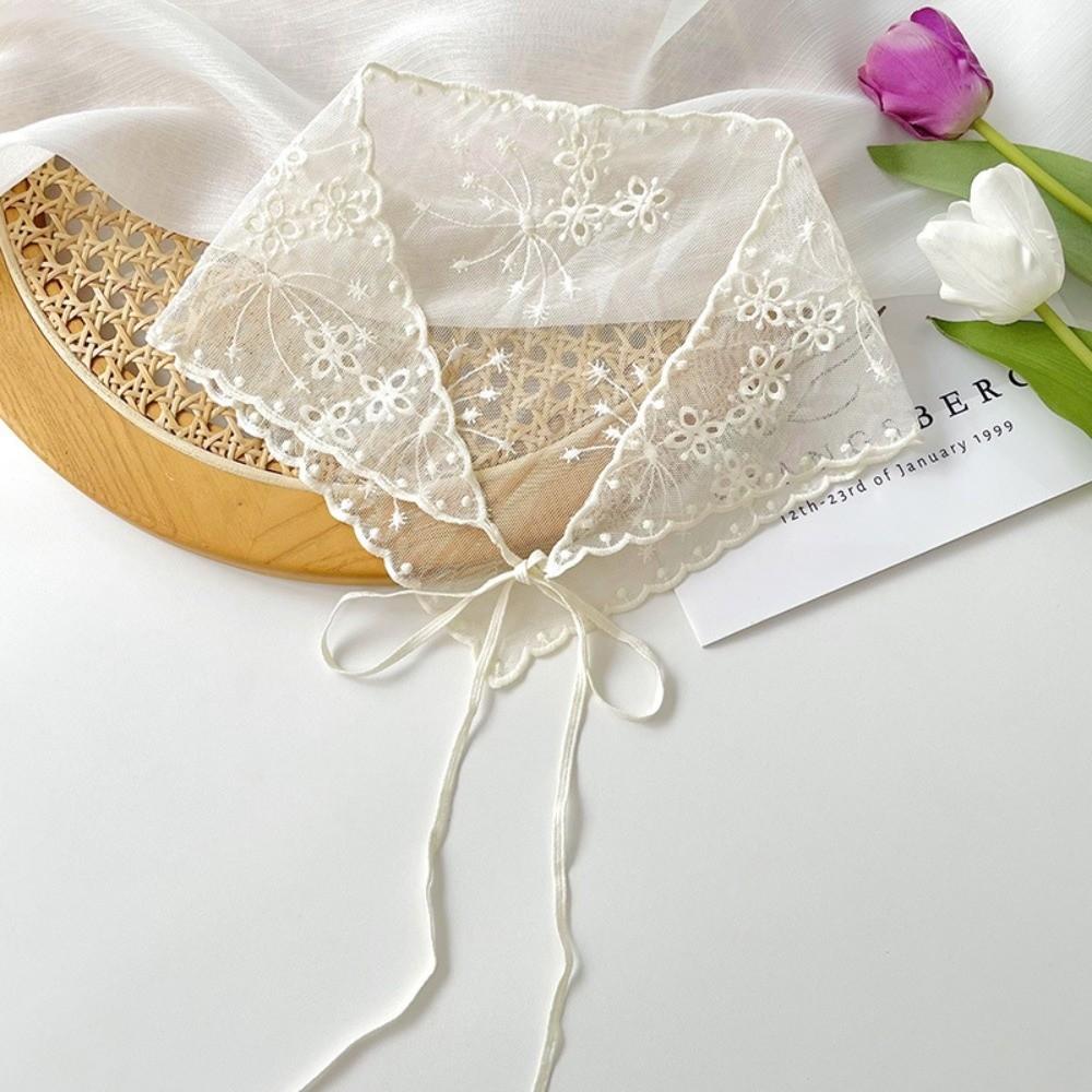 Vintage White Bandanas for Women Thin Sweet Headscarf Casual Lace Flower Hair Scarf  Pastoral Style