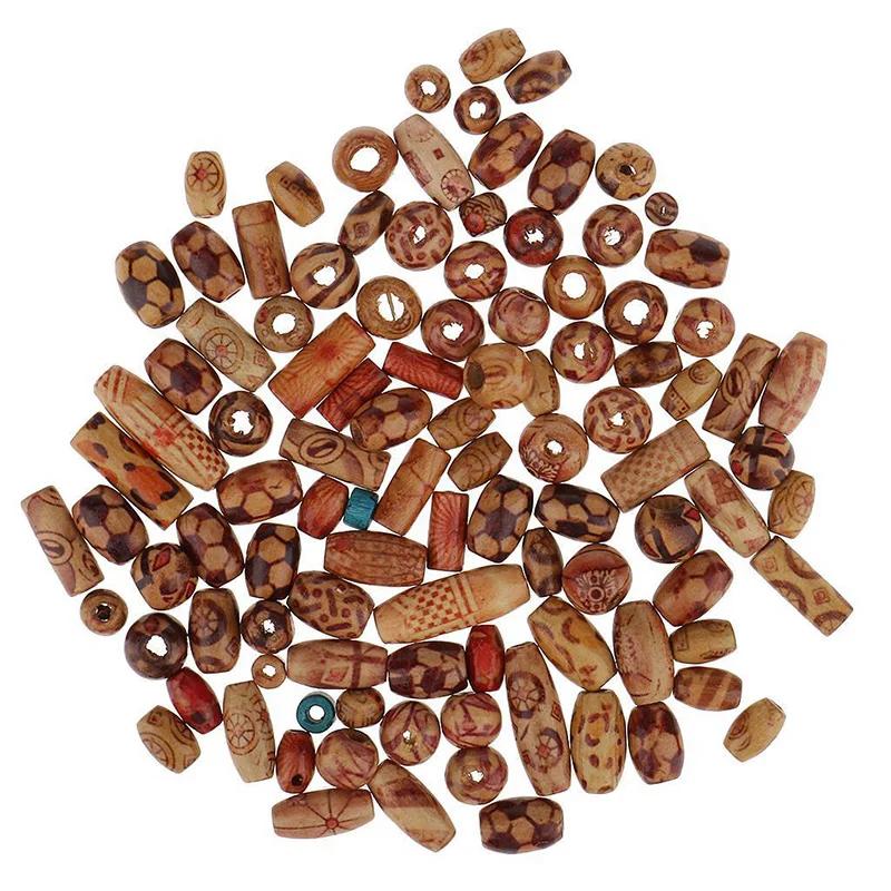 

100pcs DIY Apparel Sewing Supplies Wooden Boho Mixed Large Hole European Beads For Crafts Jewelry Making