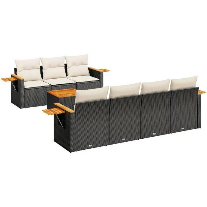 VidaXL Salon de Jardin avec Coussins 8 pcs, Canapés de Terrasse, Ensemble de Meubles de Patio, Mobilier d'Extérieur, Noir 3259046