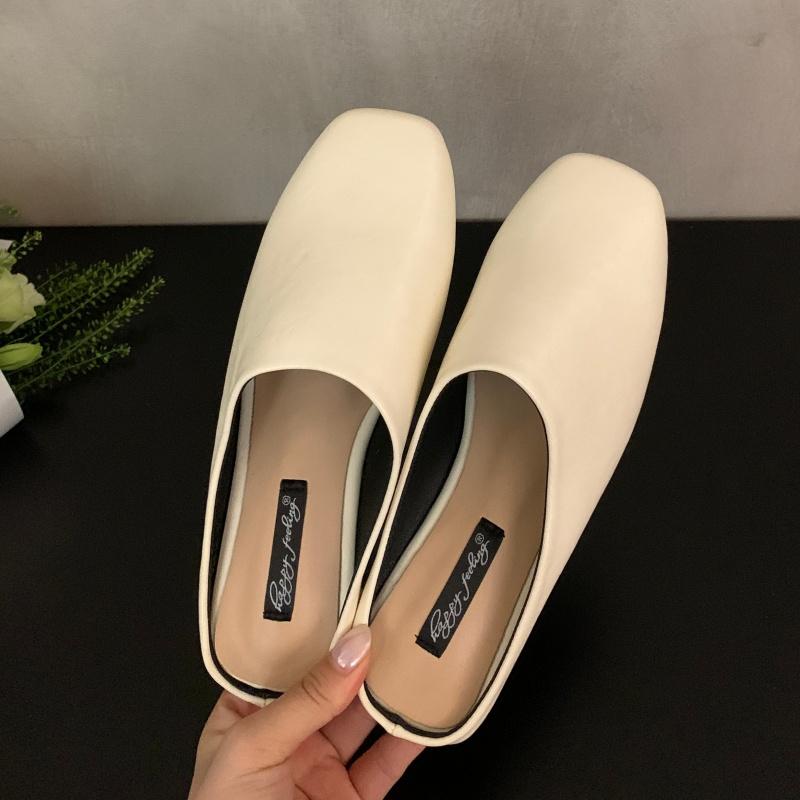 Bailamos Brand Women  Slippers Square Toe Sandals Mules Slippers Slides Women Simple Slippers Comfortable Office Mule Shoes Muje